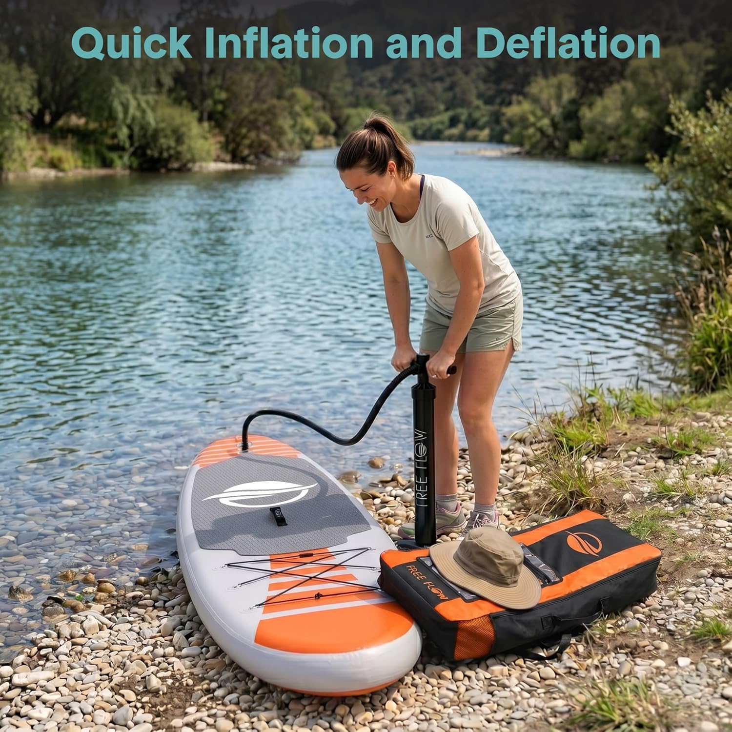 SereneLife - Stand Up Paddle gonflable adulte 6” - accessoires complets - pont antidérapant - SLSUPB10