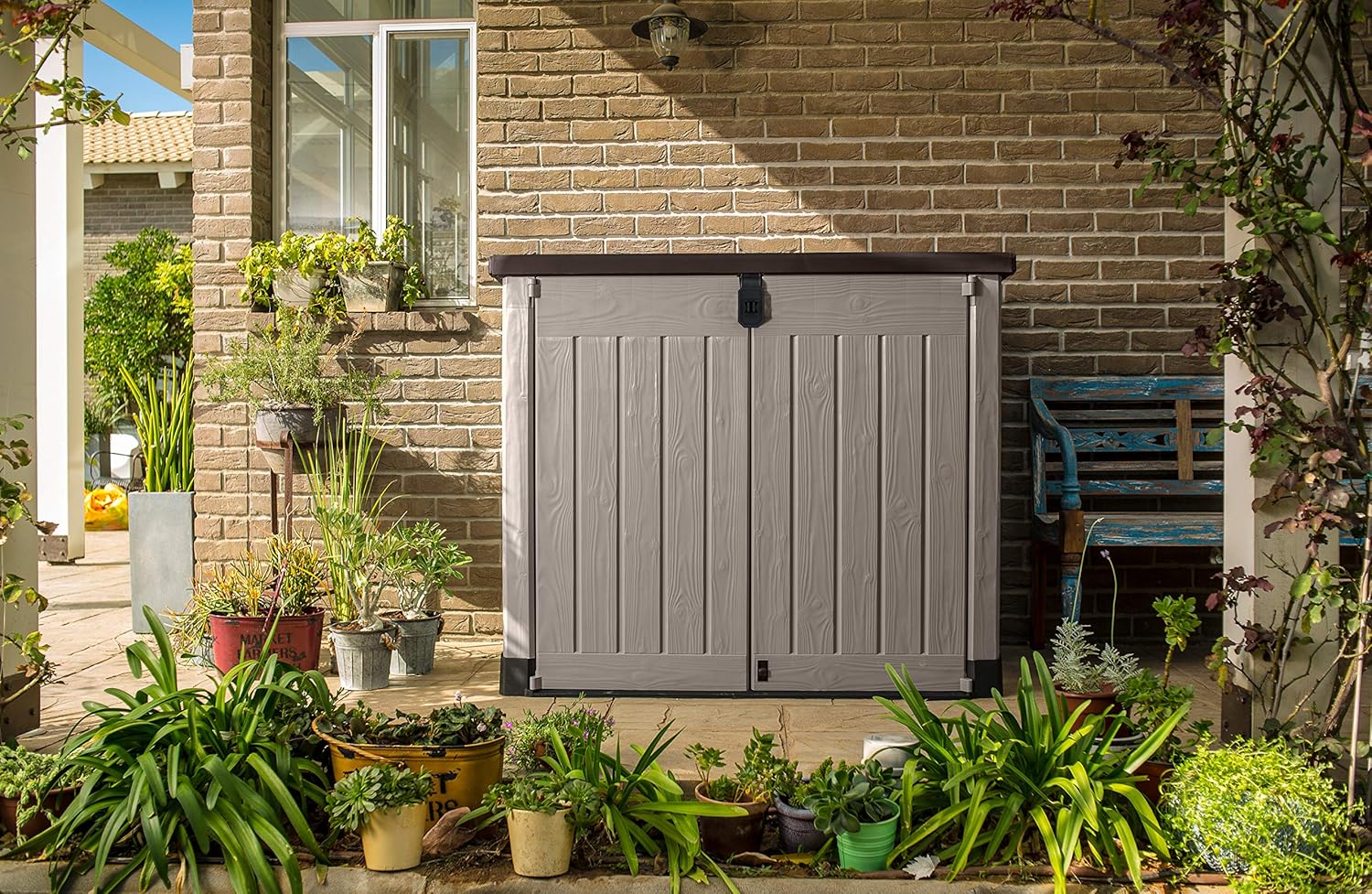 KETER - Range SIO Pro - 1200L - Abri poubelle horizontal beige