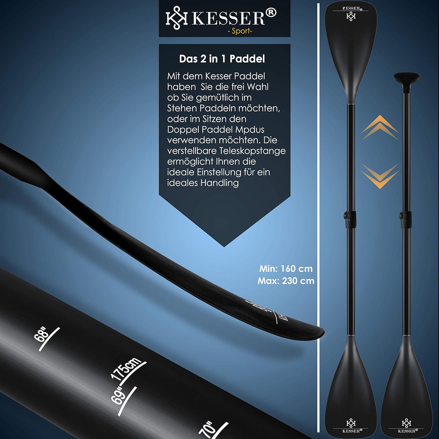 KESSER® Set Sup Board Gonflable Stand Up Paddle Board Premium Surfboard Sports Aquatiques | 6 Pouces d'épaisseur | Accessoires complets | 130kg