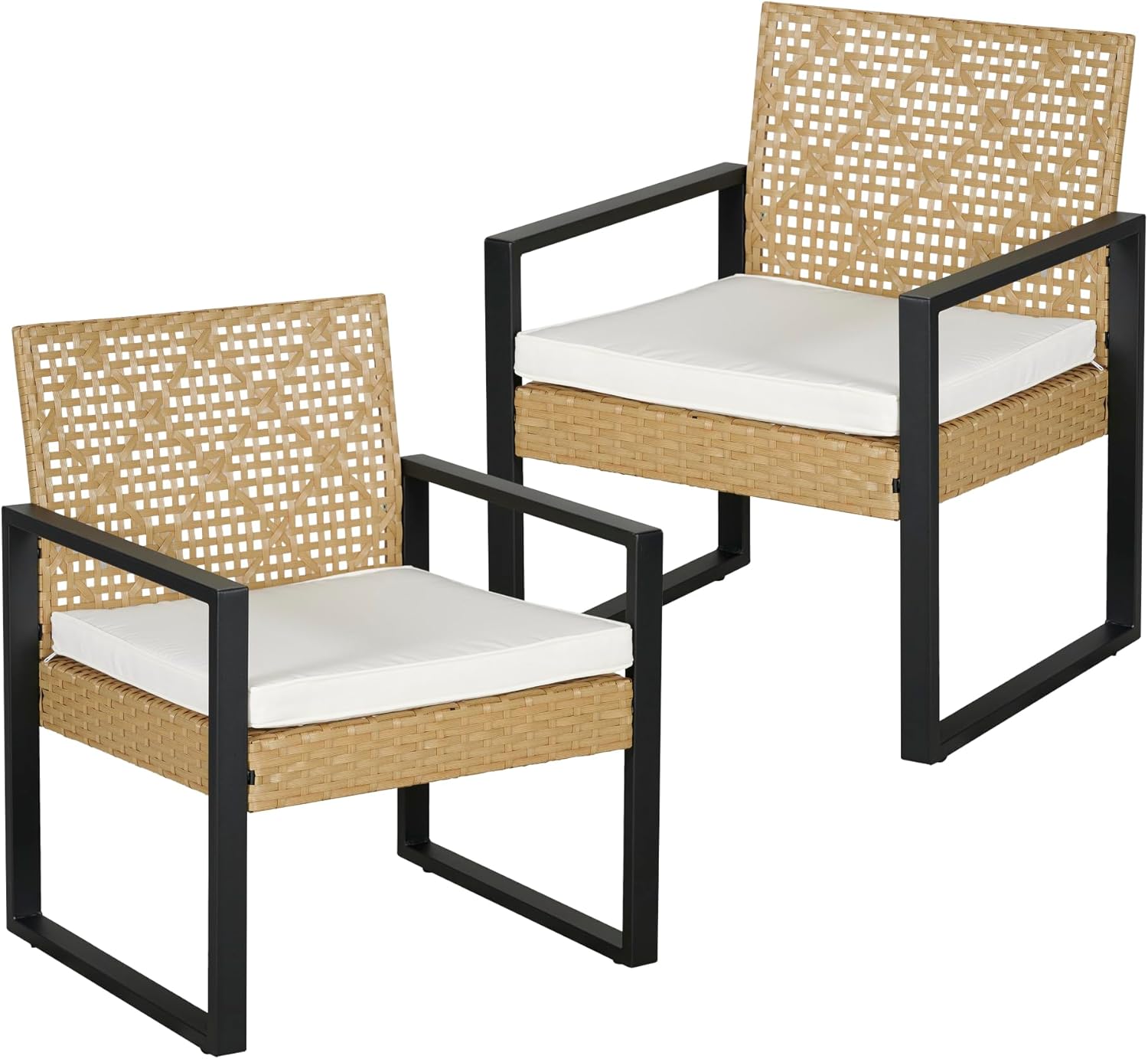 casa.pro - Salon de jardin 4 pièces, acier/acacia, 2 chaises + banc, beige/naturel
