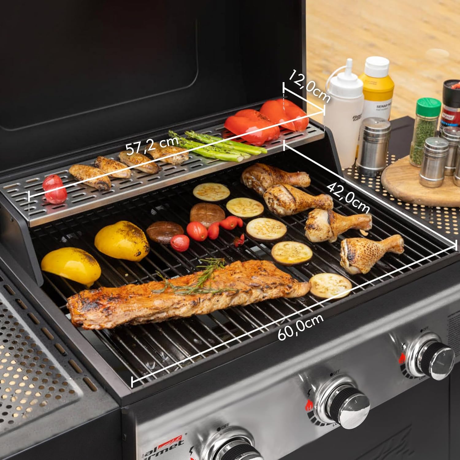Royal Gourmet – BBQ Gaz 3 brûleurs – 9kW – chariot, capot, grilles, jardin