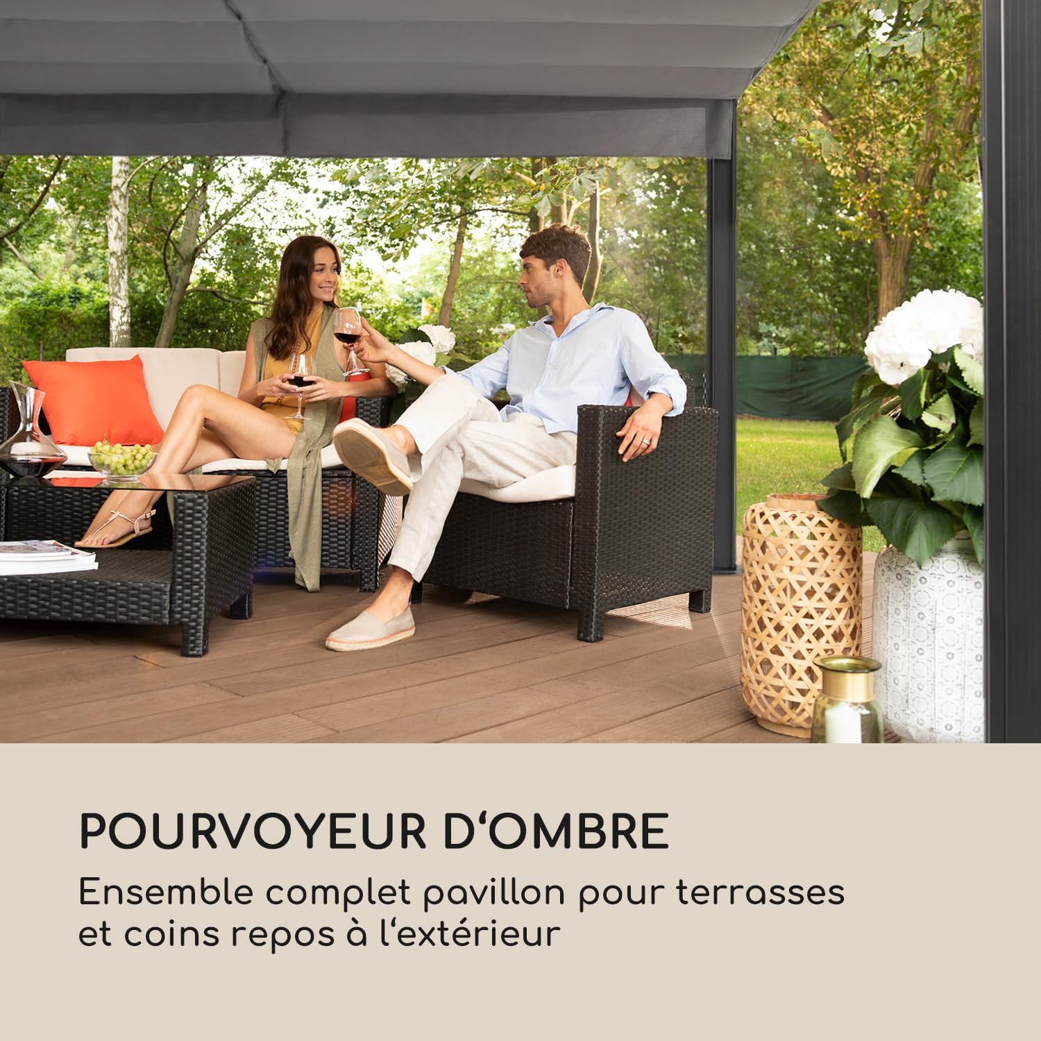 Blumfeldt - Pergola aluminium série Polycarbonate - 3x6m - toit hydrofuge, protection UV, cadre métal, toit/côtés polyes
