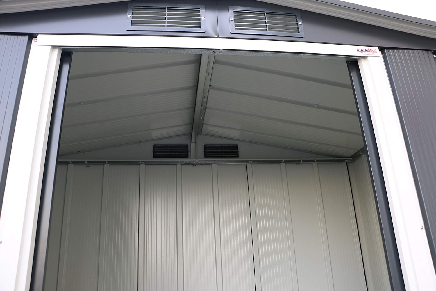Duramax ECO 6 x 4 (2.47 m2) Abri de jardin en métal, Abri de stockage en métal galvanisé à chaud, Abri de stockage d'outils, Structure de toit robuste et renforcée, Anthracite
