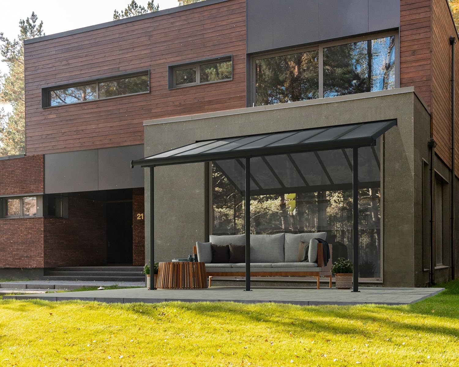 Canopia - Sierra - 3x4.25m pergola alu/polycarbonate, gris, moderne