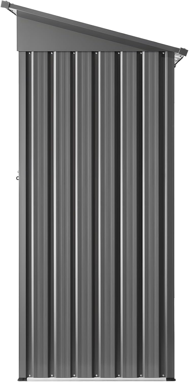 VEVOR Abri de Jardin en Métal, 153,3 x 87,6 cm, Abri de Rangement d'Extérieur, avec Porte Verrouillable, Toit en Pente, Cabine de Jardin, pour Stockage d'Outils, de Vélos, Étagères, Poubelles, Gris