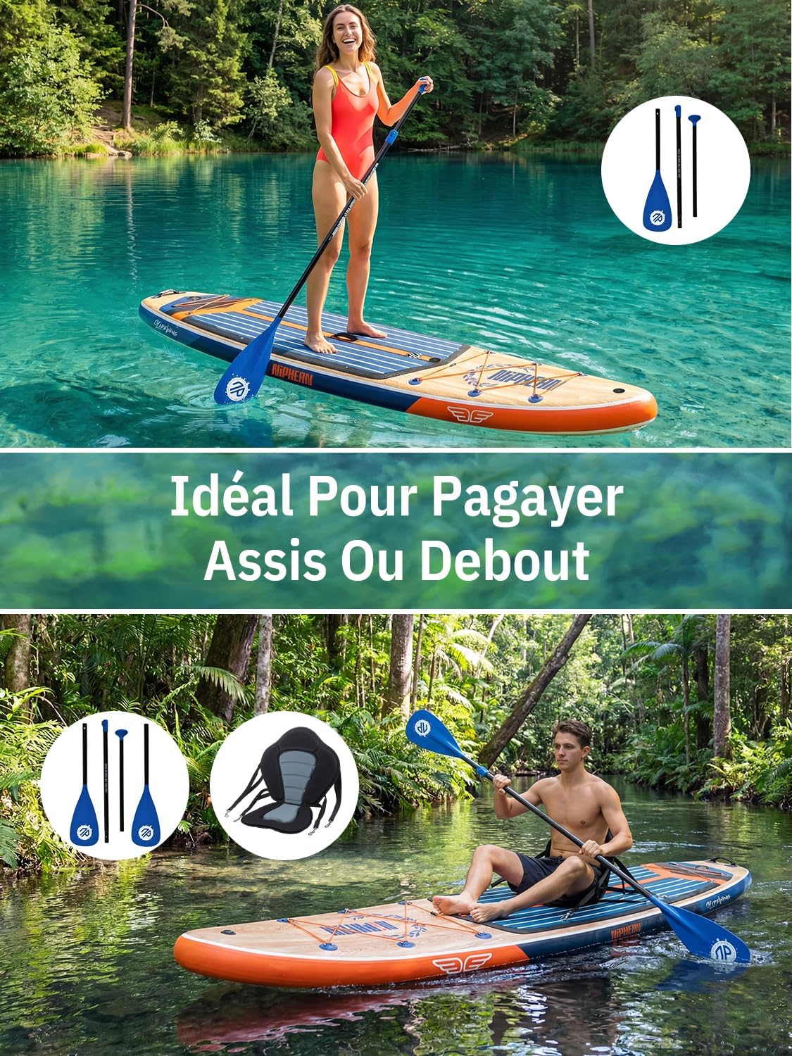 Niphean - Extra Large Paddle - 2+1 pers - gonflable, aileron, housse étanche
