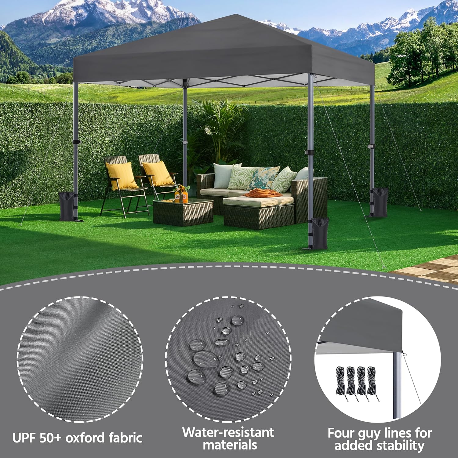 Yaheetech - Tonnelle de jardin pliante - 3x3 m - sac de transport, sacs de sable, chevilles