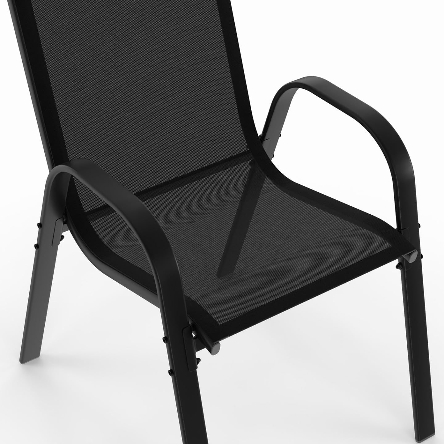 IDMarket - Salon de jardin Madrid 240 cm, 10 chaises empilables, noir