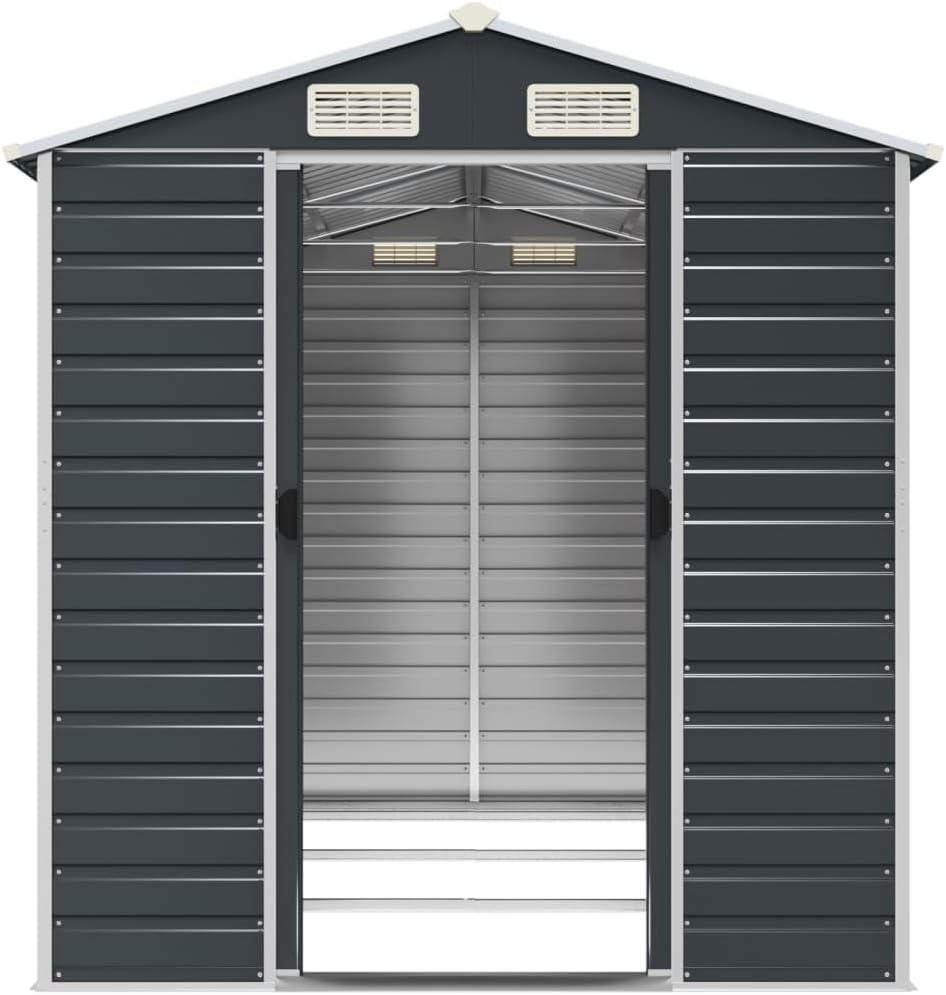 LAPOOH Abri de Jardin Anthracite 191x300x198 cm Acier galvanisé,Abris De Jardin,Abri De Stockage pour Jardin,Abri D'Outils De Jardin