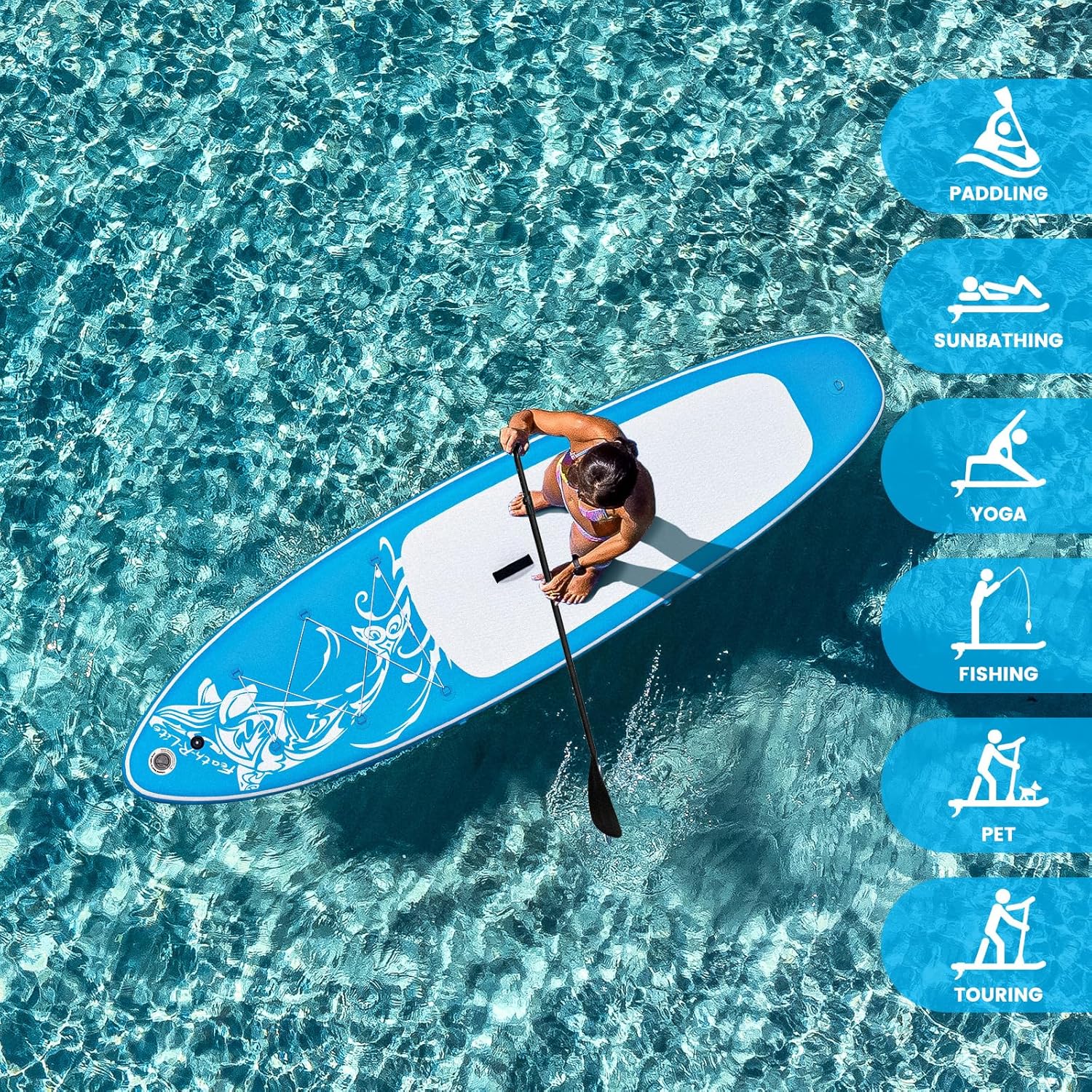 FEATH-R-LITE - Stand Up Paddle gonflable adulte - stabilité, kit complet