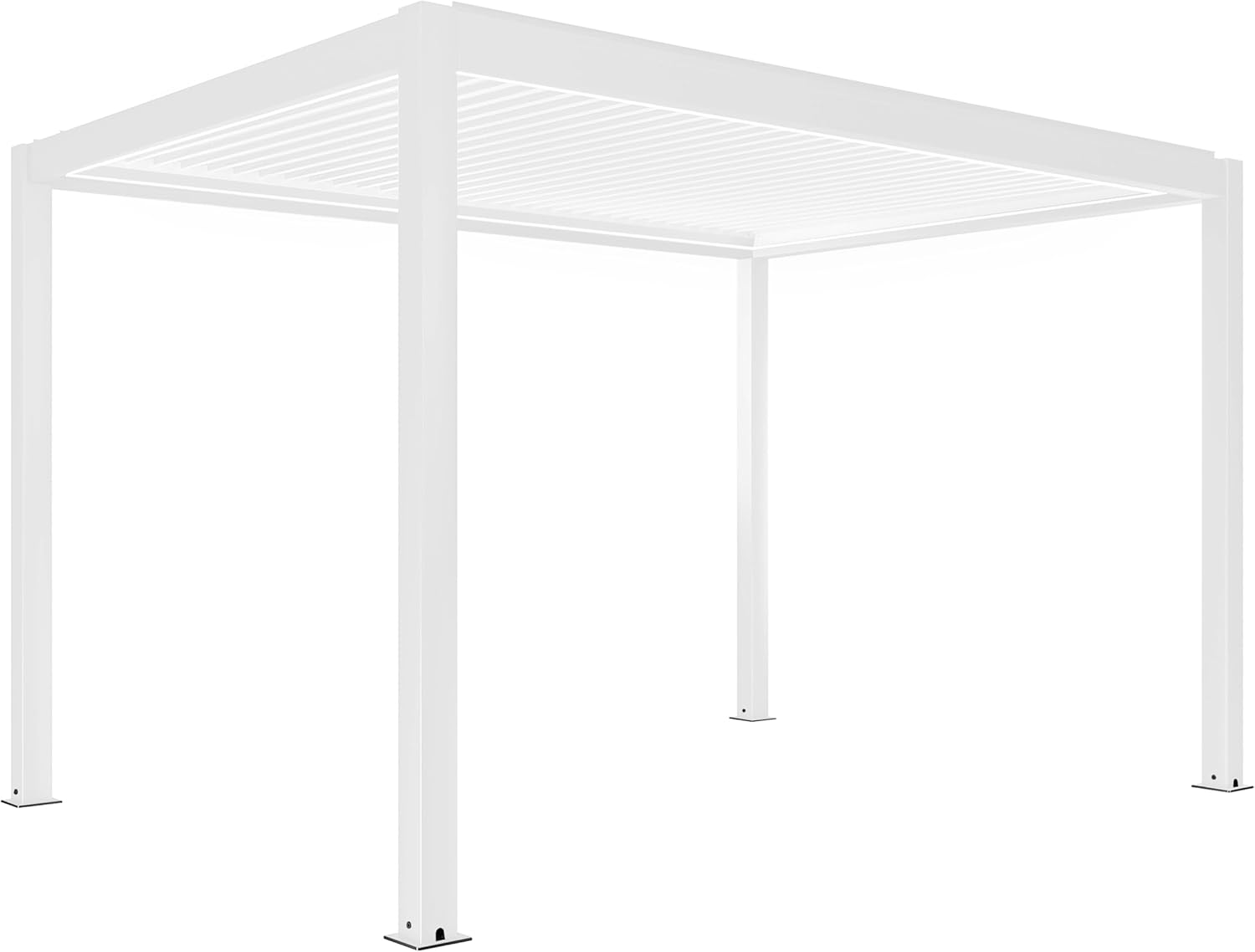 Oviala - Pergola bioclimatique motorisée éclairage - 3x4 m - Blanc