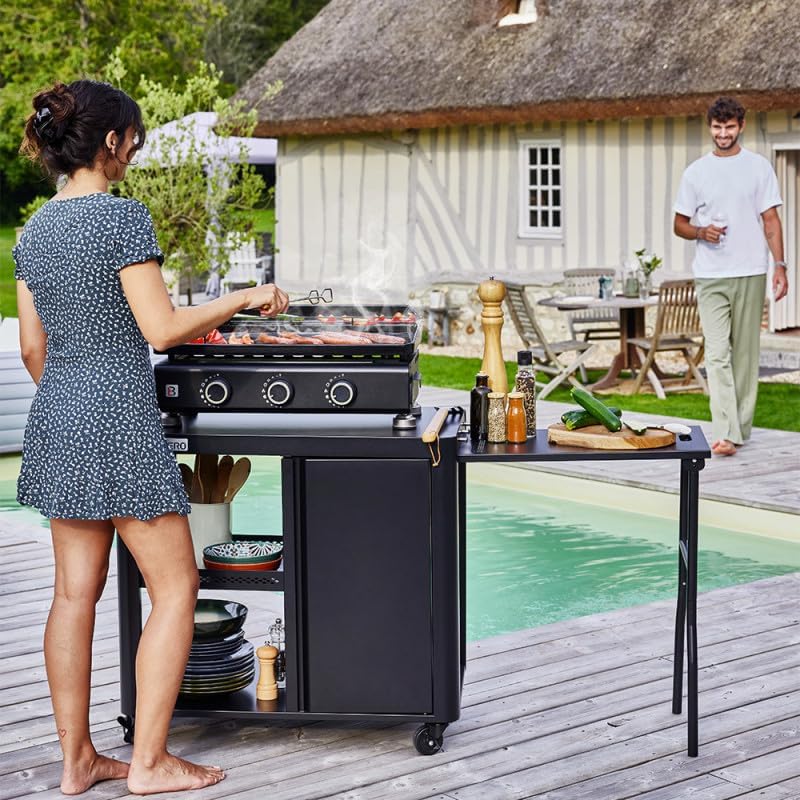 Brasero - Plancha Silvia EVO - 67x34 cm - 3 feux, grille, 7,95kW
