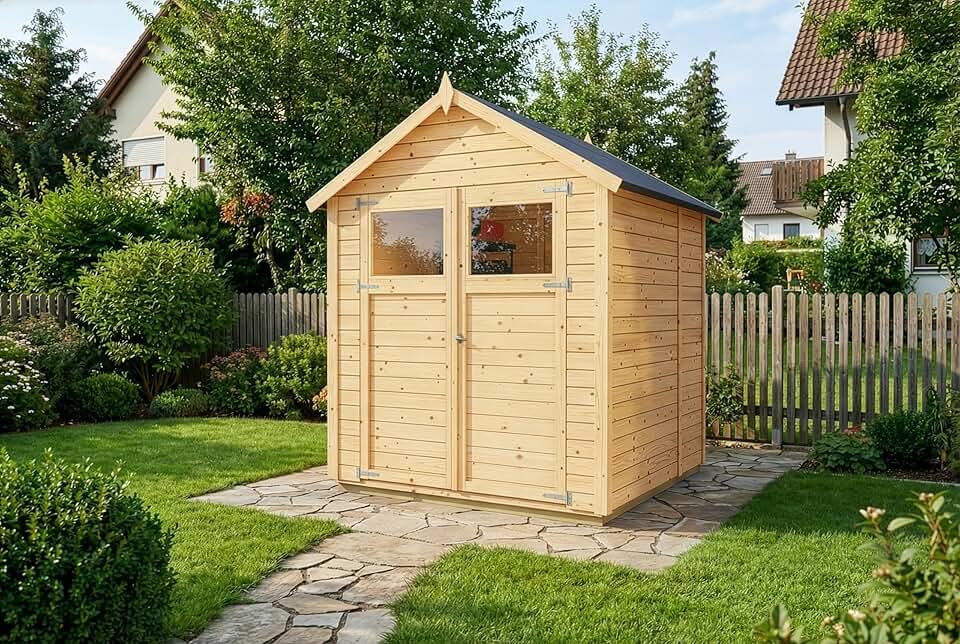 Alpholz - Cabane à outils Alisha - bois - toit double pente, panneaux préfab