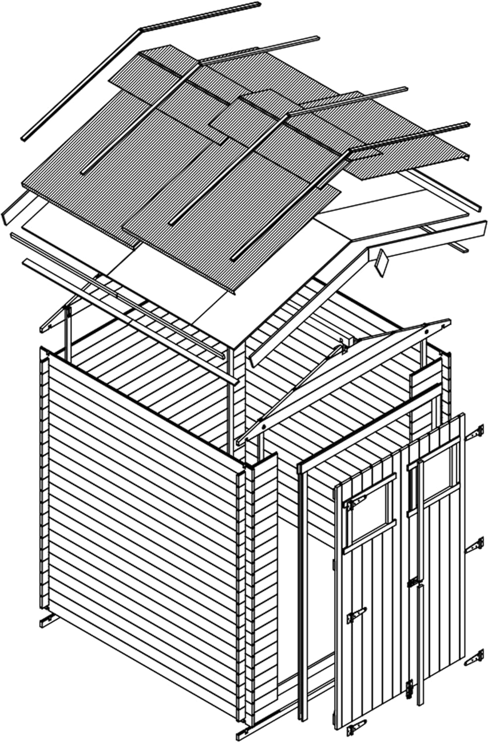 Abri de Jardin en Bois - Stockage extérieur I216xL206xH218 cm/ 3.53 m2 Petit abri à Outils, Local à vélos - TIMBELA M343