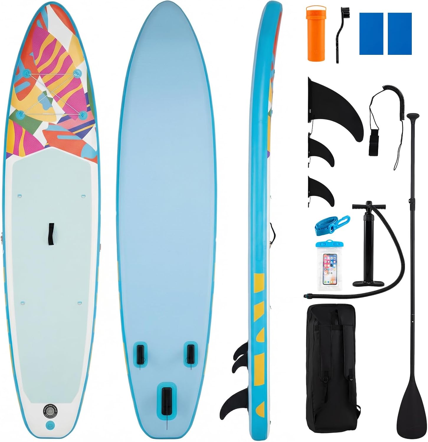 HOMASIS - Planche à Pagaie Gonflable - 336x77x16 cm - Pagaie réglable, pompe, 3 ailerons, accessoires, HOMASIS336x77x16