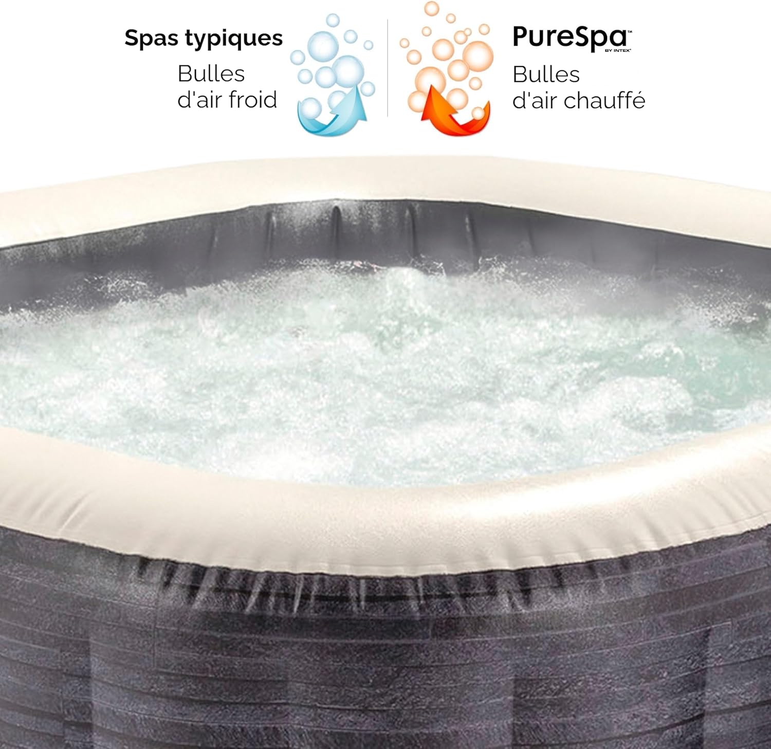 Intex - Greystone Deluxe - 175x175x71 cm - Spa 4 places, chauffage 2200W, bulles, chlorateur, filtre S2, 55093