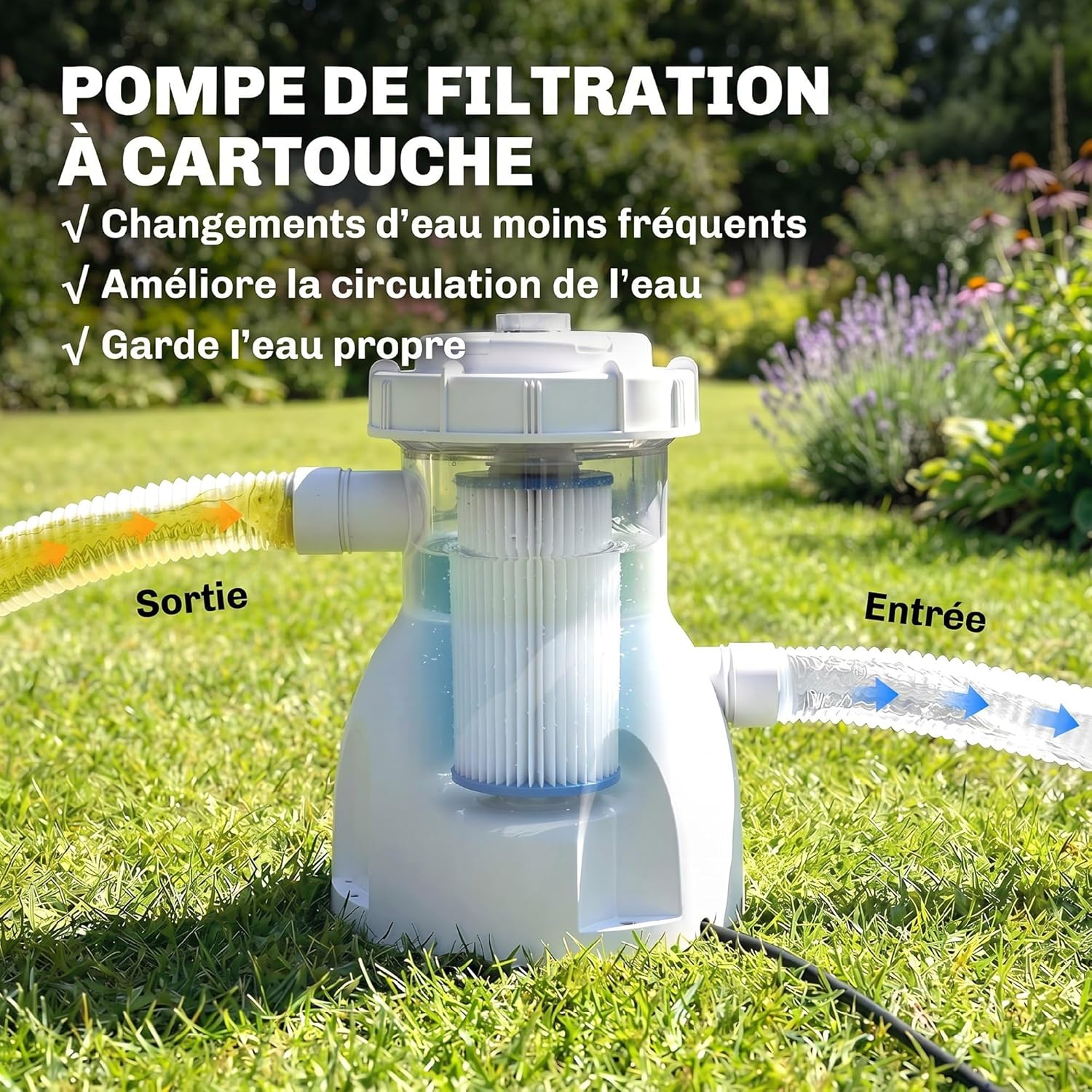 Outsunny - Piscine tubulaire rectangulaire - 316x238x66,5 cm - pompe de filtration, PVC triple couche, structure antirou