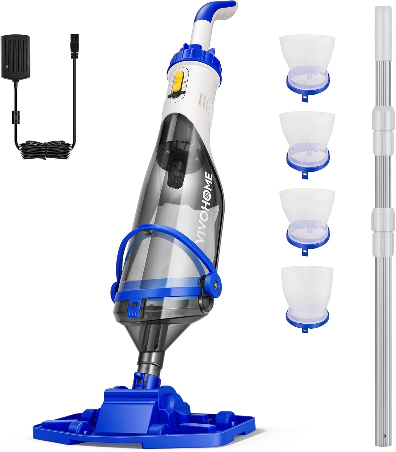 VIVOHOME - Aspirateur piscine série sans fil - 213cm - 4200LPH, 4 sacs filtrants, autonomie 60 min