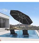 PURPLE LEAF Parasol de Jardin Extérieur Inclinable 2,45 m Rond, Parasol Droit avec Châssis en Alu...