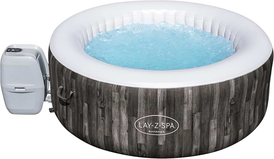 Spa Gonflable Rond Lay-Z-Spa® Bahamas Airjet Motif Bois 2 à 4 Personnes, 180 x 66 cm
