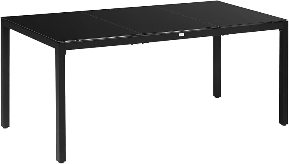 Outsunny - Table rectangulaire extérieur - 180x80x72cm - Aluminium et verre noir
