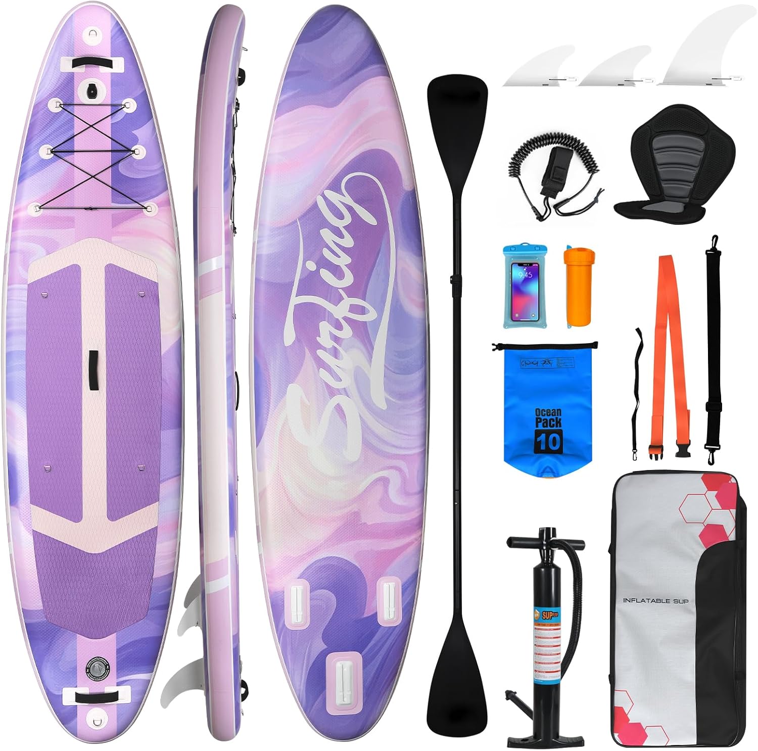 YU YUSING - Paddle Gonflable Série Adulte - 320/335cm - 2 personnes, siège kayak, pagaie alu, support caméra, jusqu'à 15