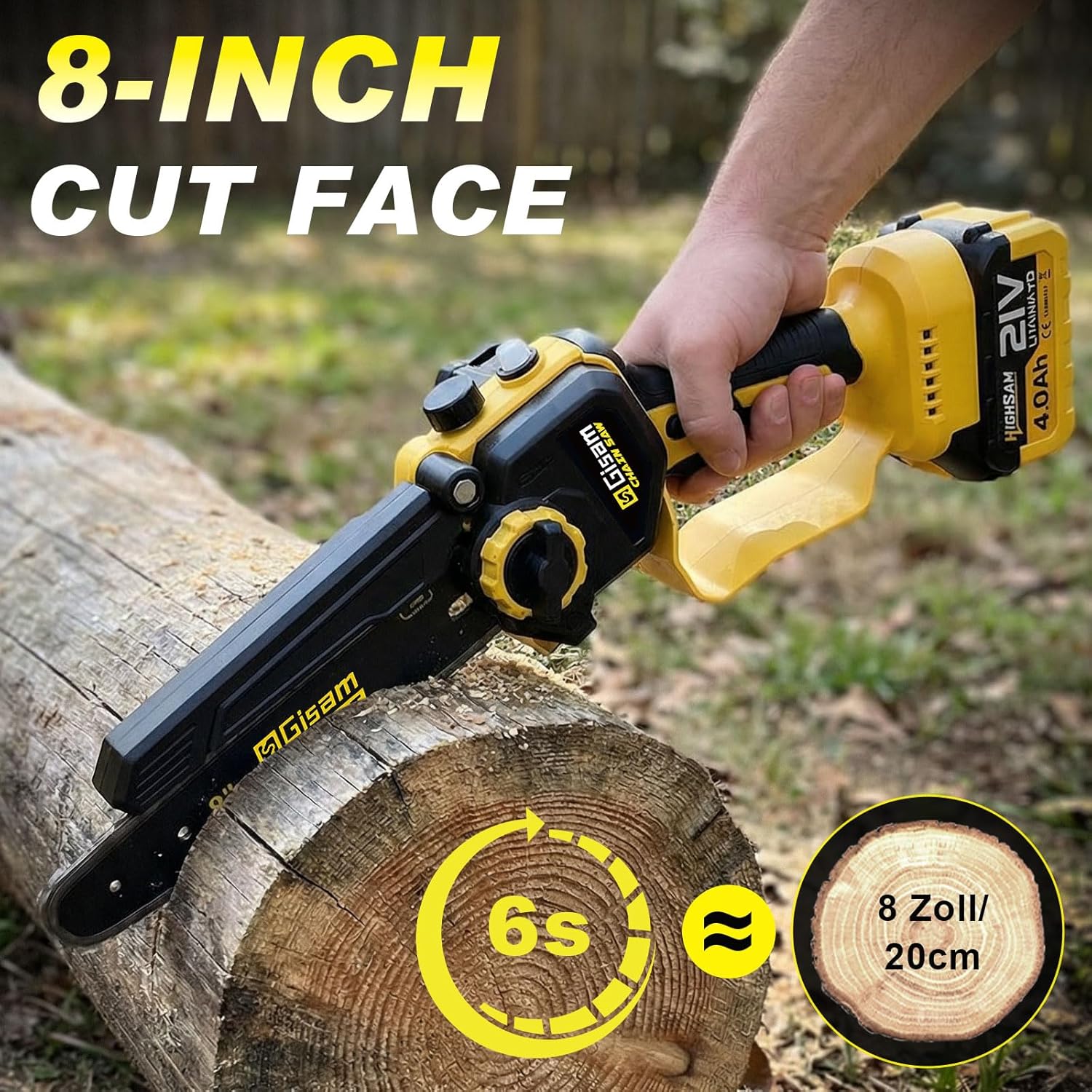 8 Pouces Mini Tronconneuse avec Perche & Secateur Electrique, 4-en-1 Ensemble d’Outils de Jardin avec 2 * 4000 mAh Batteries, Moteur Brushless, Portée Maximale Jusqu’à 4,2 m pour Jardinage/Arbres