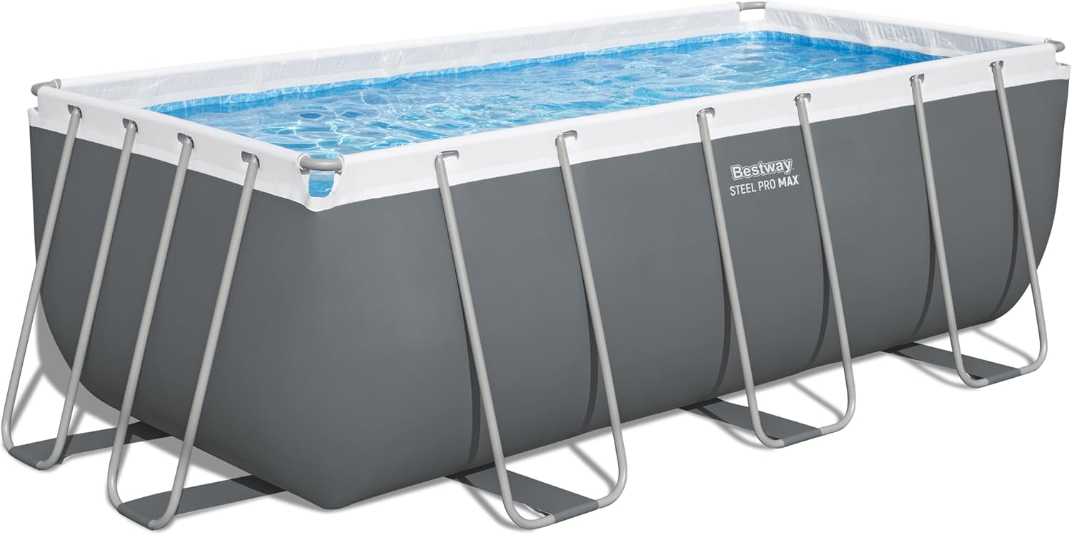 Bestway Steel Pro Max Kit Piscine Hors Sol - 412 cm x 201 cm x 122 cm - Gris foncé