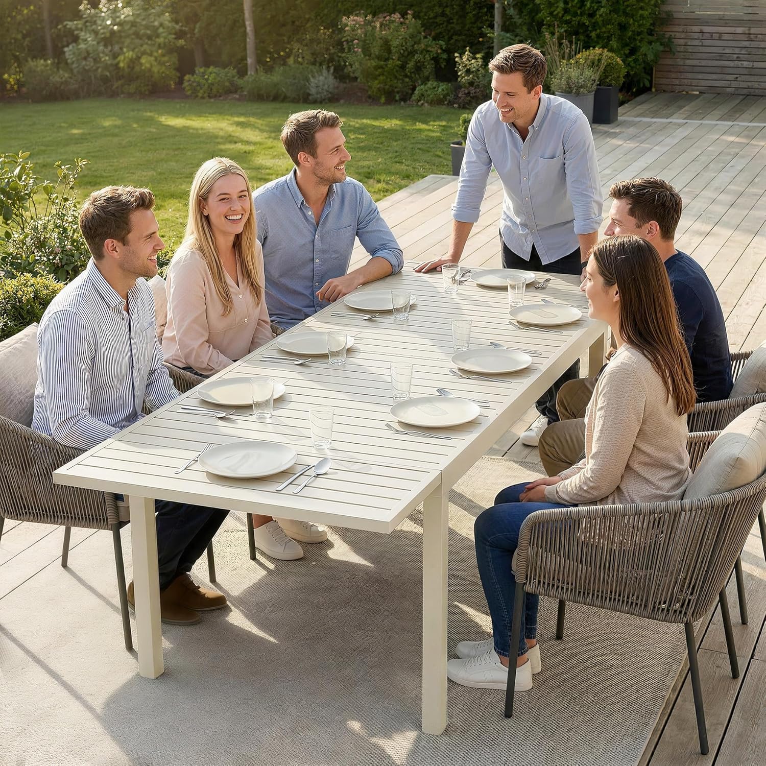 Outsunny - table extensible 150-225 cm - aluminium léger, 6-8 pers