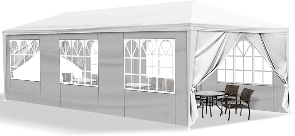 Bonnlo - tonnelle de jardin Série PE - 3x9m - 8 parois, 6 fenêtres, imperméable
