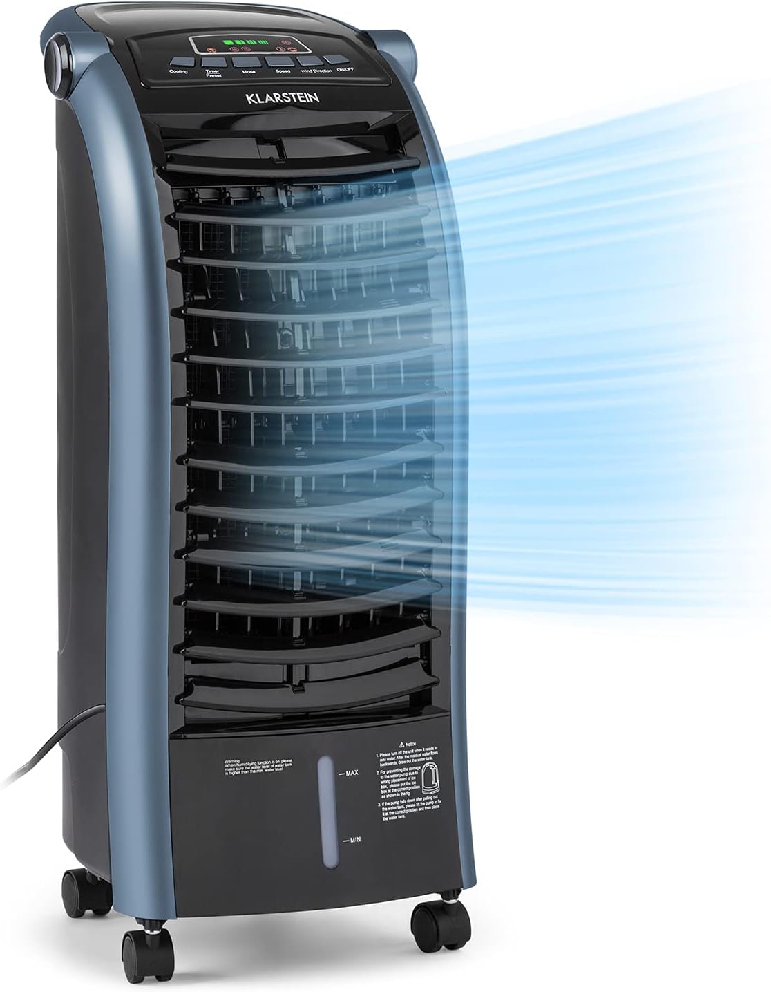 Klarstein - Rafraichisseur d'air 4 en 1 - 6L - clim, humidificateur, ventilateur, ioniseur, 65W, 444m³/h