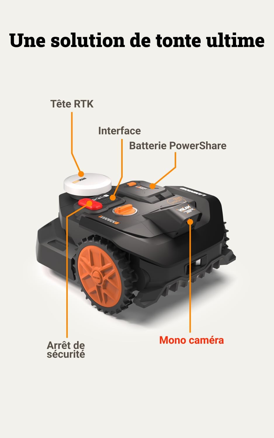 WORX - Vision Cloud série - 400 m² - navigation IA, appli, WR304E