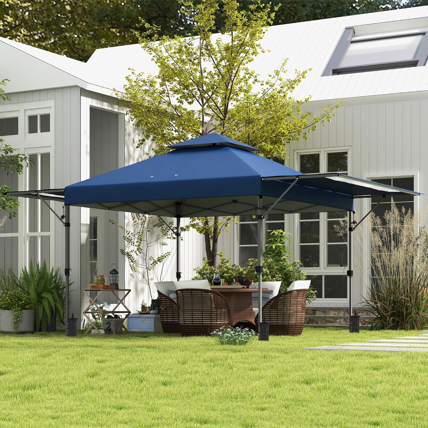 Outsunny - Barnum pliant jardin série Pop-up - 5x3m - 2 parois, sac à roulettes, tissu Oxford