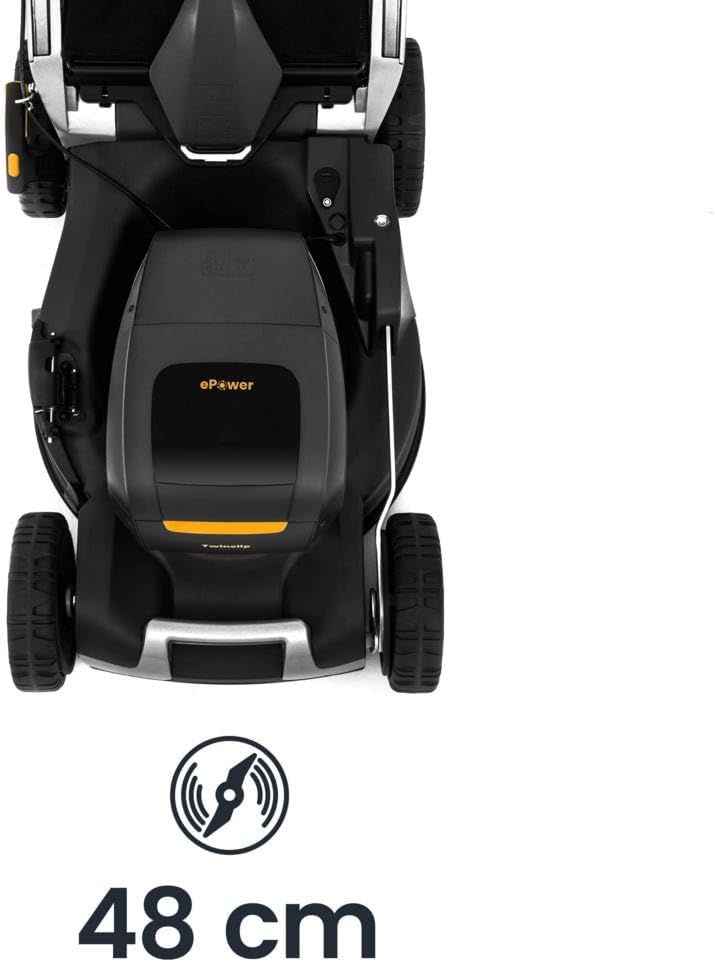 STIGA Twinclip 950e V Kit Tondeuse À Gazon À Batterie, 48 cm, 48 V – Lame Double Couche, 2 Batt. 7,5 Ah + Chargeur – Pelouses jusqu'à 1 100 m²