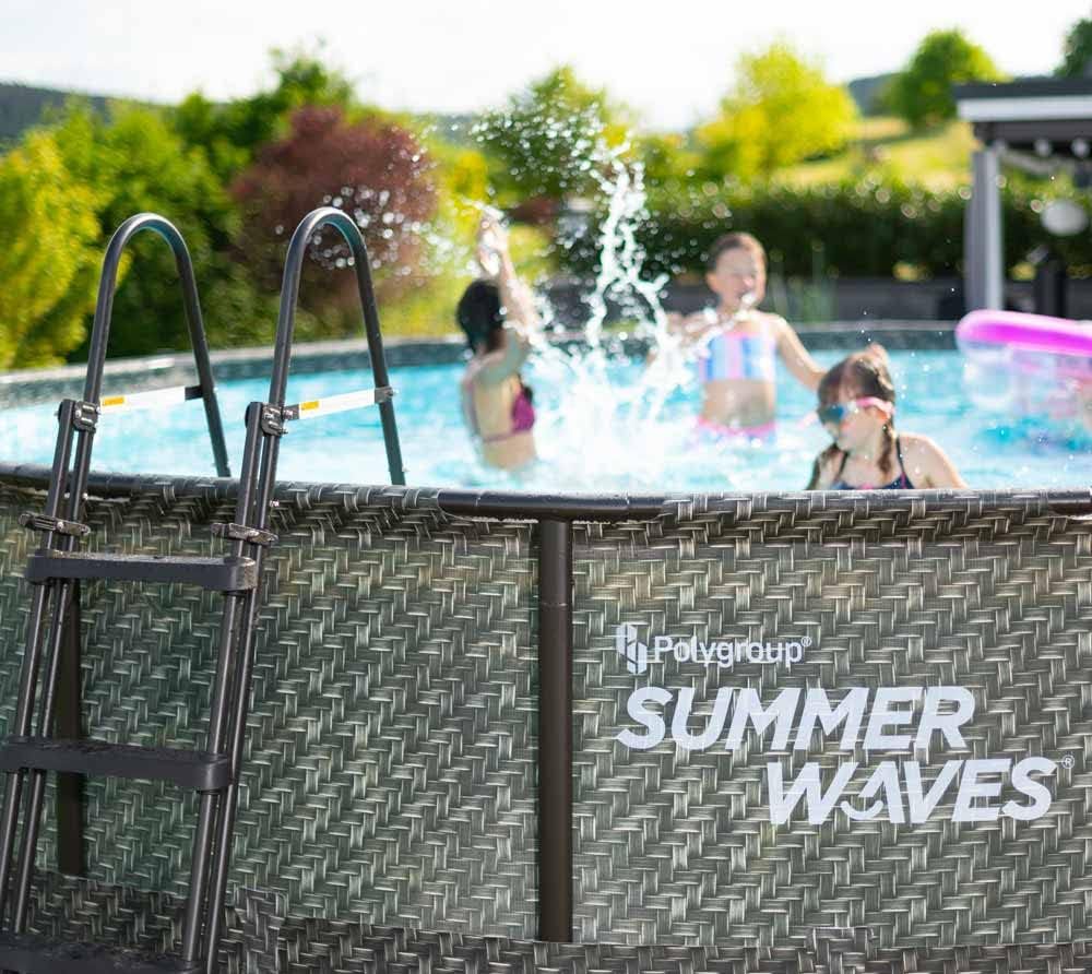 Summer Waves - Elite Frame rotin gris - Ø488x122 cm - Piscine hors-sol