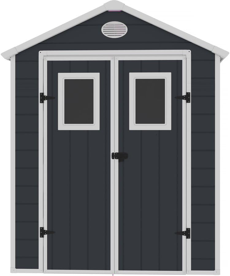 Habitat et Jardin - Abri de Jardin Résine Texas 5.23 m² Anthracite - Ancrages Intérieurs - Antirouille/Anti-UV
