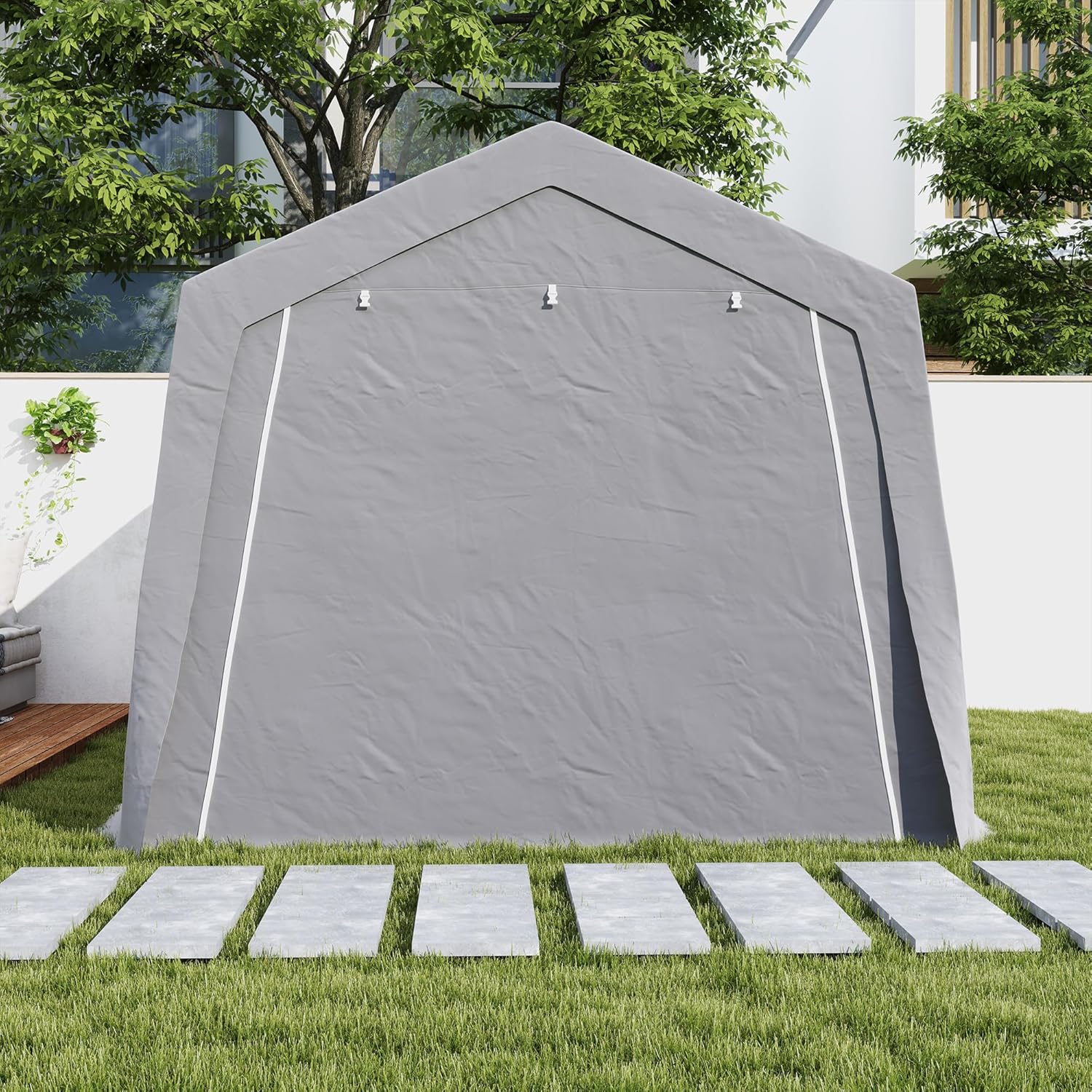 Outsunny - Abri de jardin extérieur - 3x4,5x2,5m - porte zippée, étanche et anti-UV