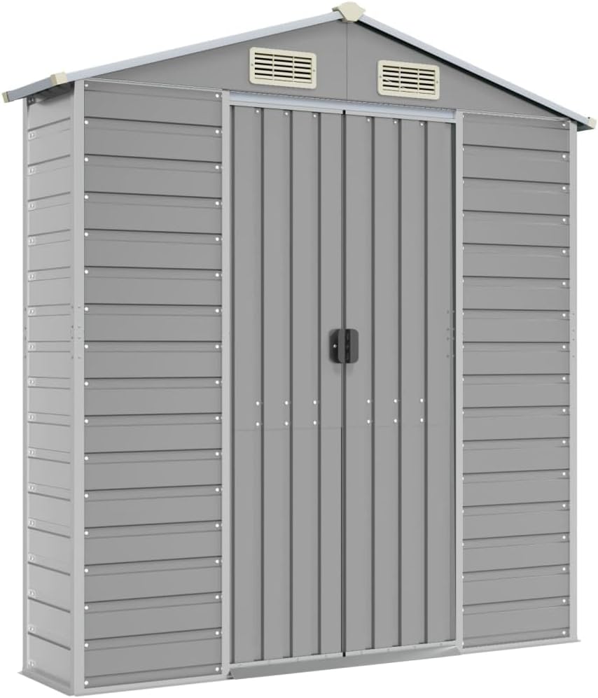 vidaXL Abri de Jardin Gris Clair 191 x 470 x 198 cm en Acier galvanisé