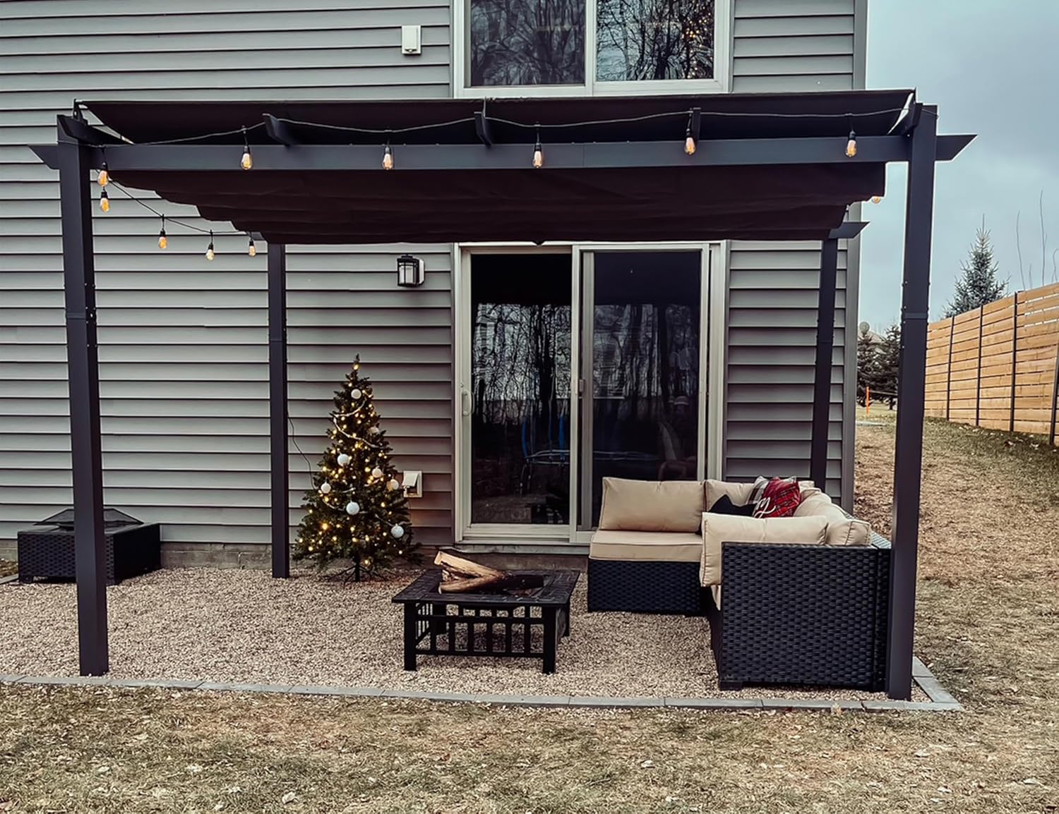 PURPLE LEAF – pergola aluminium – 4x3m – toit rétractable, éclairage intégré