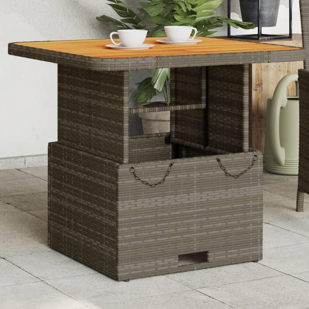 vidaXL - Table de jardin en résine tressée et acacia - gris - extérieur