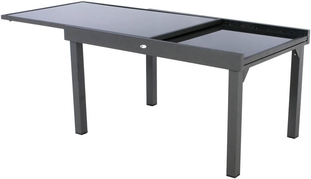 Hespéride - Piazza extensible - 185/245x100 cm - aluminium verre trempé 10 places