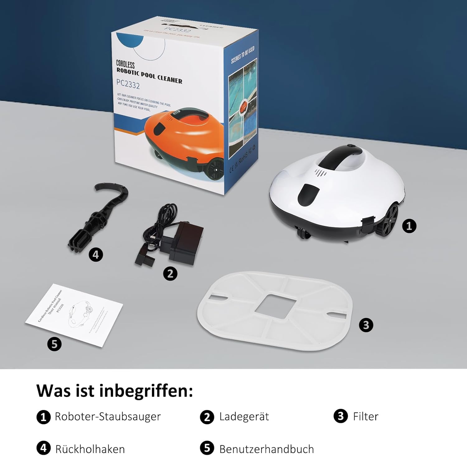 COOLWEST – Robot piscine sans fil, 130 min, stationnement auto