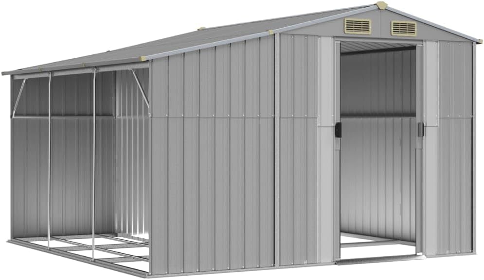vidaXL Abri de Jardin Gris 277x279x179 cm Acier galvanisé
