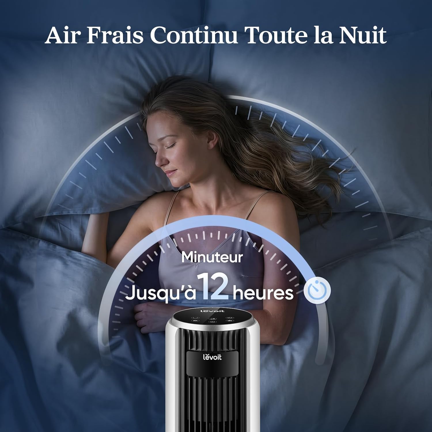 Levoit - Ventilateur colonne 26W - moteur DC, 12 vitesses, télécommande