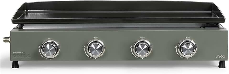 LIVOO - plancha gaz 4 brûleurs - 78,5 x 34,5 cm - 10 kW, butane/propane, DOC325