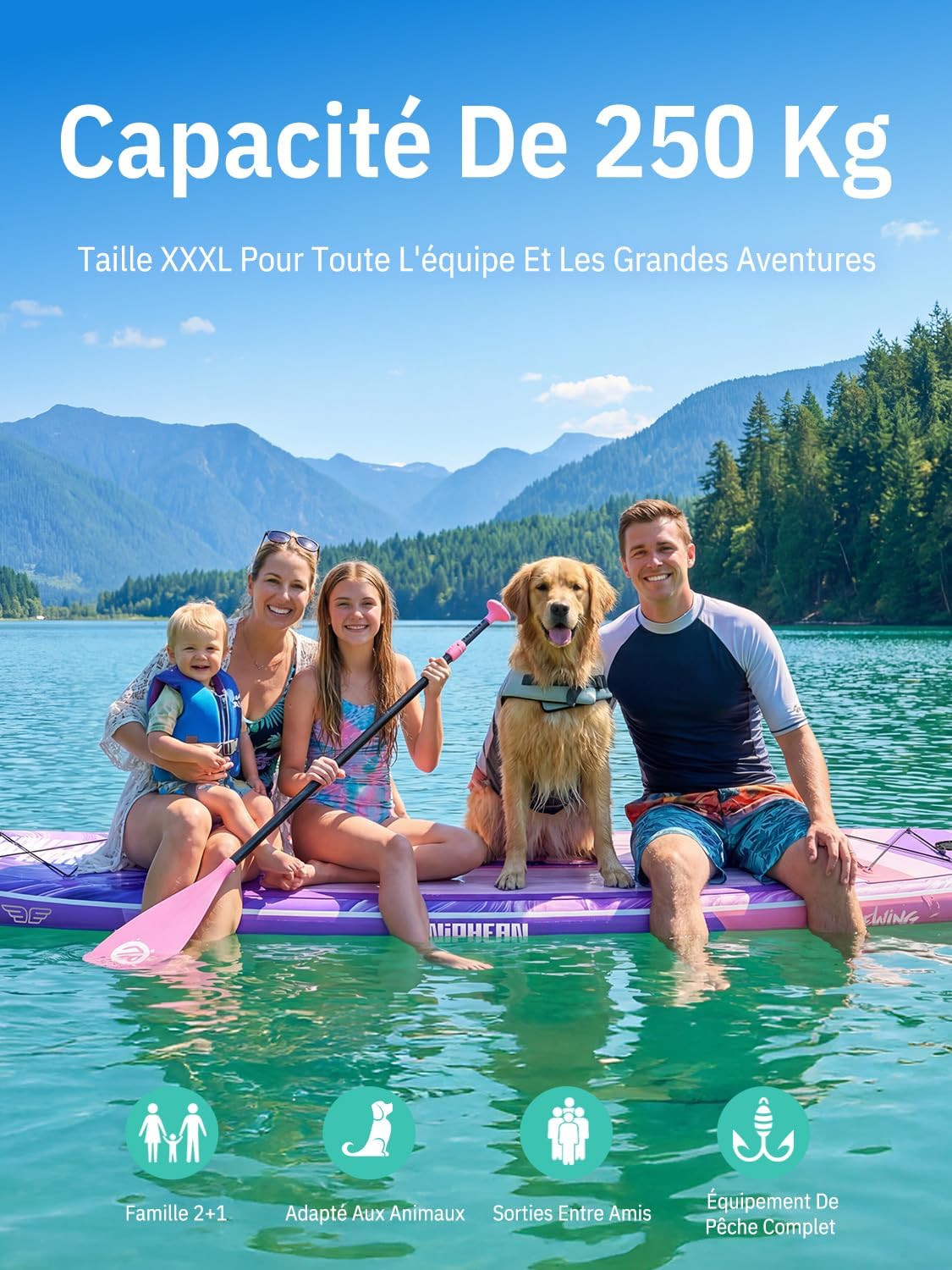 Niphean - Extra Large Paddle - 2+1 personnes - gonflable, housse étanche