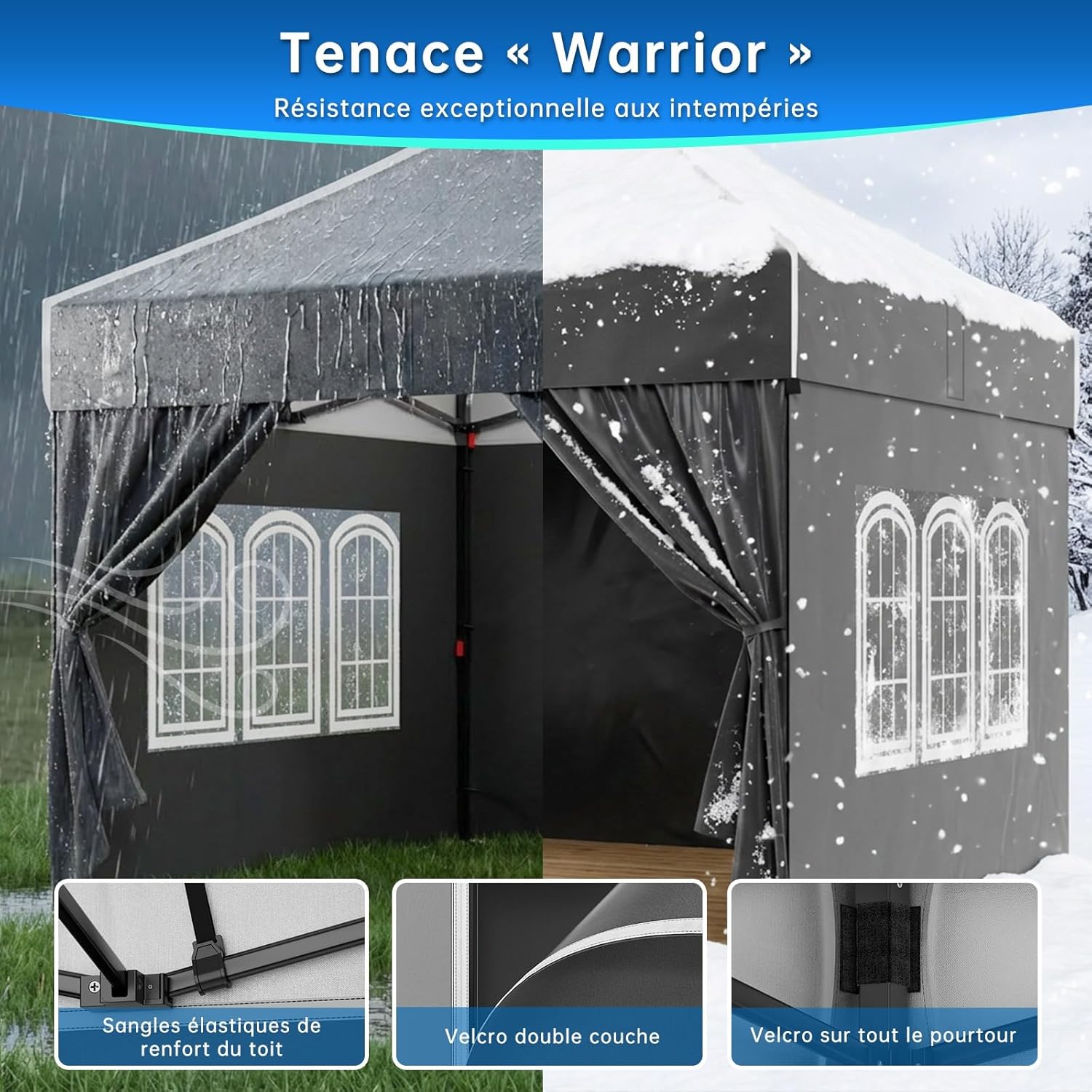 Devoko - tonnelle pliante - 3x3m - imperméable, UV50+, hauteur réglable, panneaux latéraux
