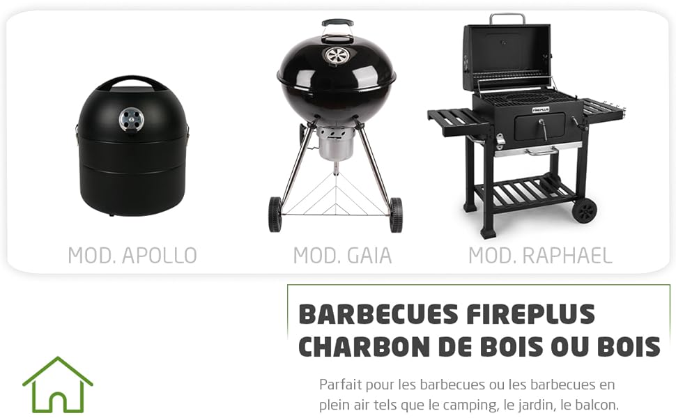 Amig - Fireplus Barbecue au Charbon de Bois ou au Bois | Barbecue avec Roues et Plateaux Latéraux