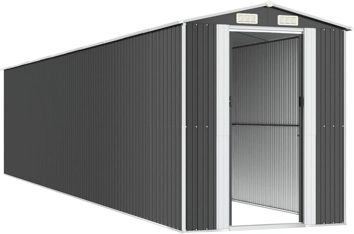 Gecheer Abri de jardin en métal pour extérieur, acier galvanisé, anthracite, 192 x 938 x 223 cm
