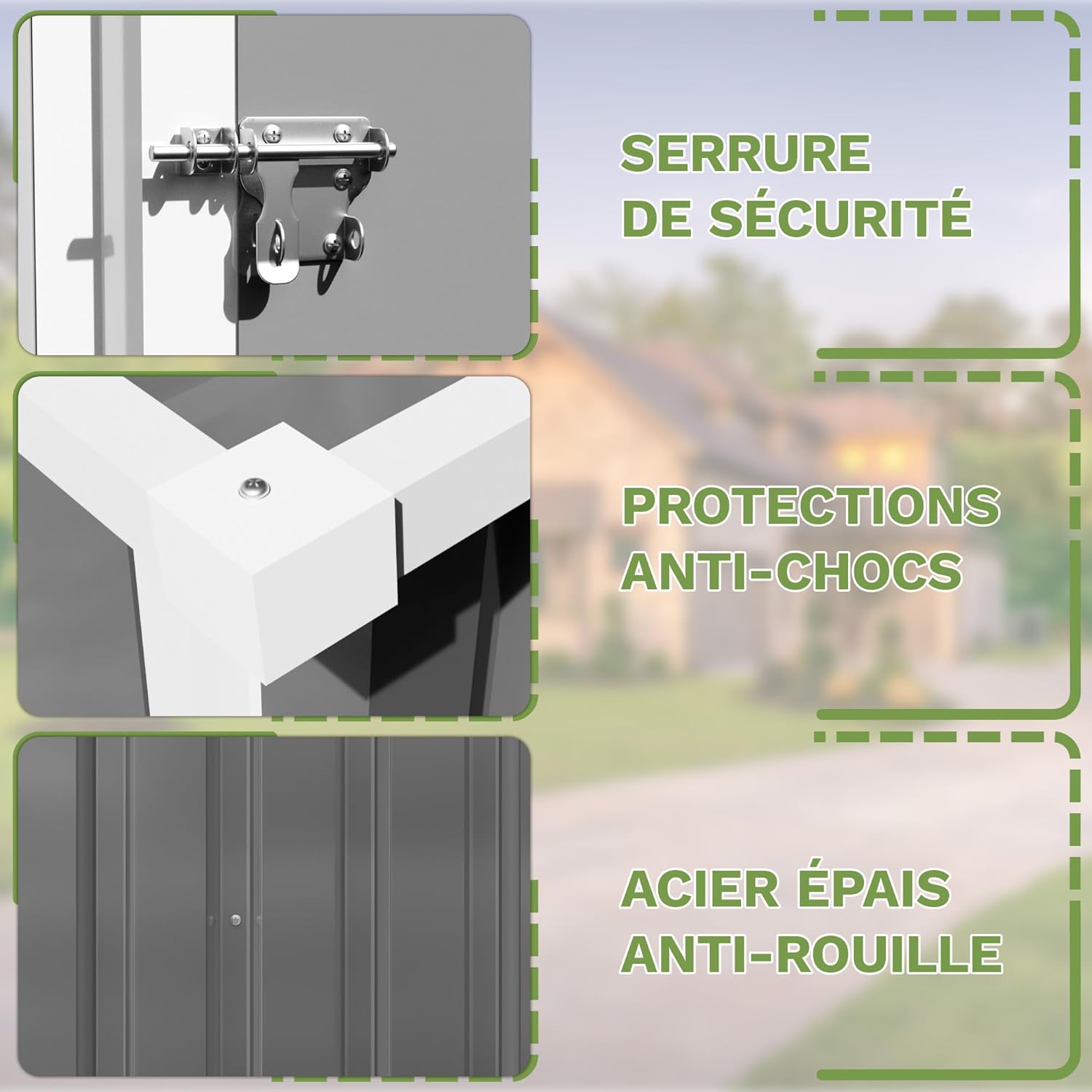 Devoko Abri de jardin en métal 96x98x160 cm, abris de jardin avec toit en appentis, robuste et inoxydable, gants de travail inclus, porte pivotante verrouillable, petit abri de jardin en acier pour